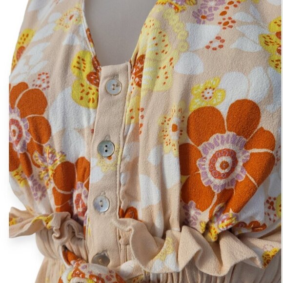 Free People Halter Jumpsuit Floral Stretch Waist XS - Picture 3 of 11